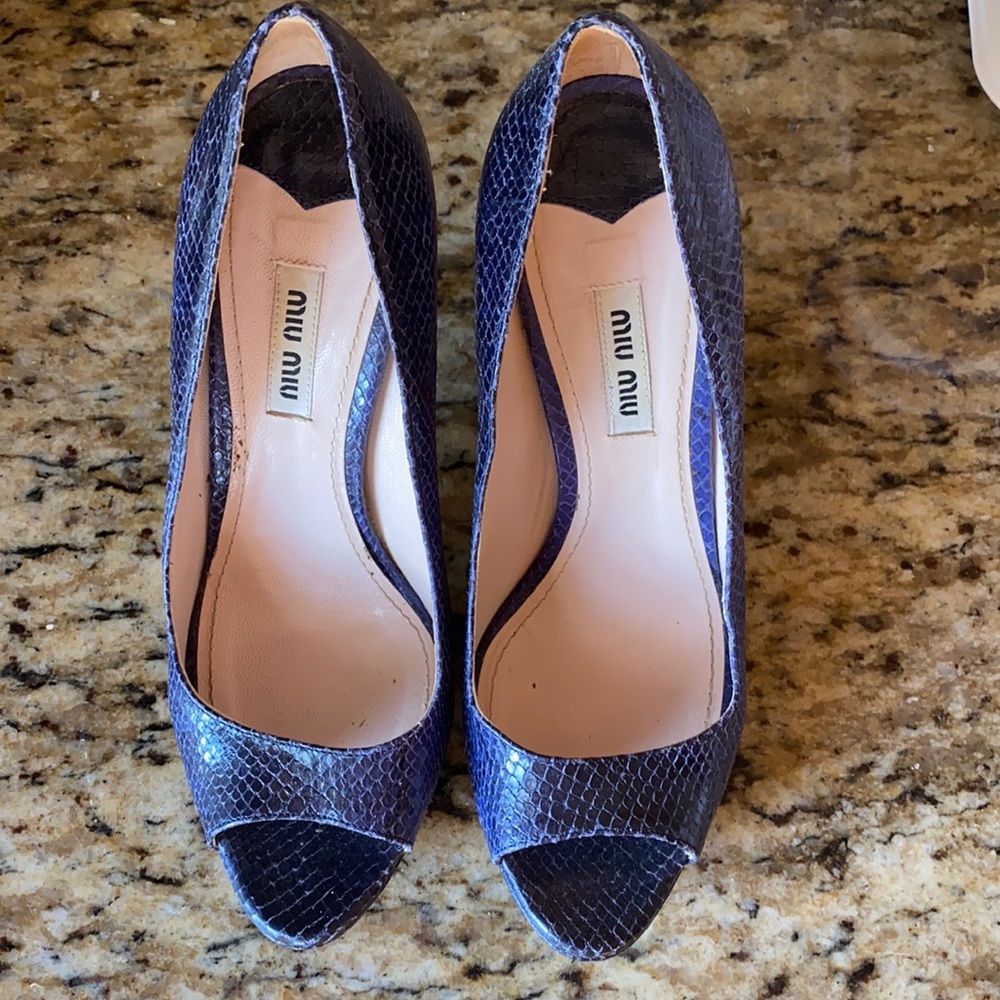 Mui Mui blue snake skin